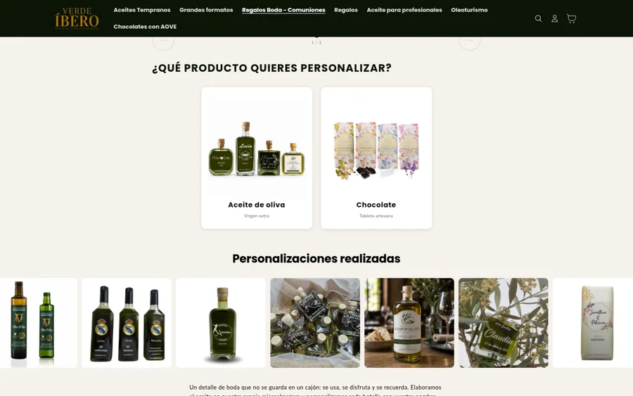 Verde Íbero: Configurador de pedidos personalizados